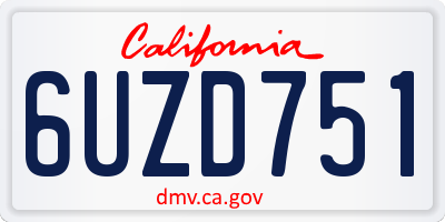 CA license plate 6UZD751