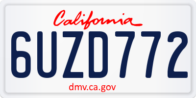 CA license plate 6UZD772