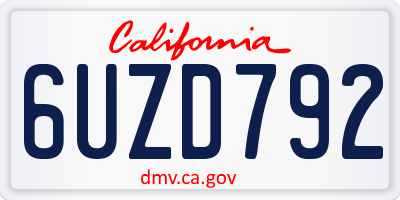 CA license plate 6UZD792