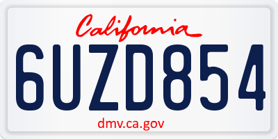 CA license plate 6UZD854