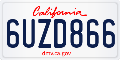 CA license plate 6UZD866