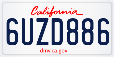 CA license plate 6UZD886