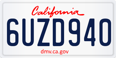 CA license plate 6UZD940
