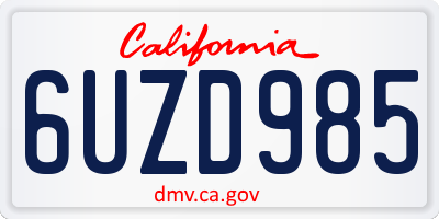 CA license plate 6UZD985