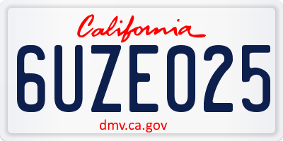 CA license plate 6UZE025