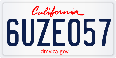CA license plate 6UZE057