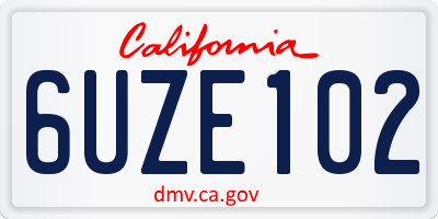 CA license plate 6UZE102
