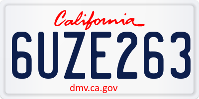 CA license plate 6UZE263