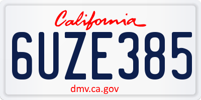 CA license plate 6UZE385