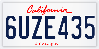 CA license plate 6UZE435