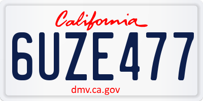 CA license plate 6UZE477