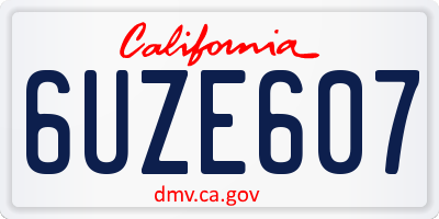CA license plate 6UZE607