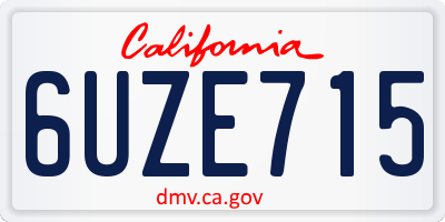 CA license plate 6UZE715