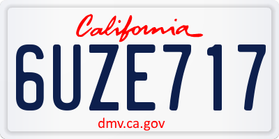 CA license plate 6UZE717