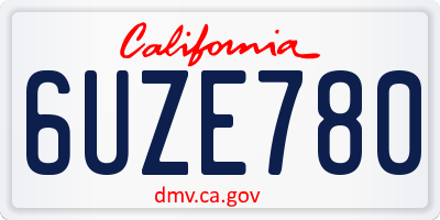 CA license plate 6UZE780