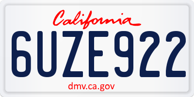CA license plate 6UZE922