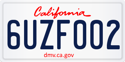 CA license plate 6UZF002