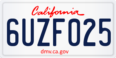 CA license plate 6UZF025