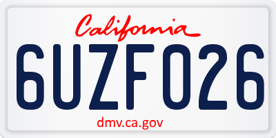 CA license plate 6UZF026