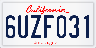 CA license plate 6UZF031