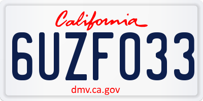 CA license plate 6UZF033