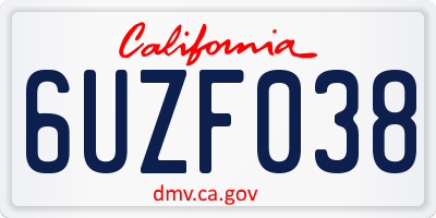 CA license plate 6UZF038