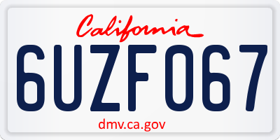 CA license plate 6UZF067
