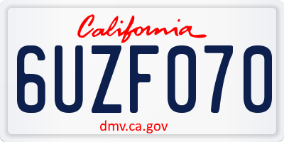 CA license plate 6UZF070