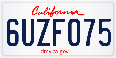 CA license plate 6UZF075