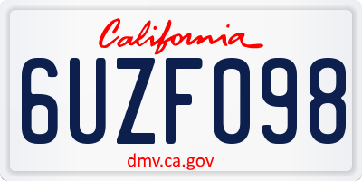 CA license plate 6UZF098