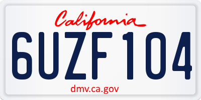 CA license plate 6UZF104