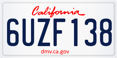 CA license plate 6UZF138