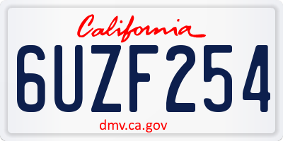 CA license plate 6UZF254