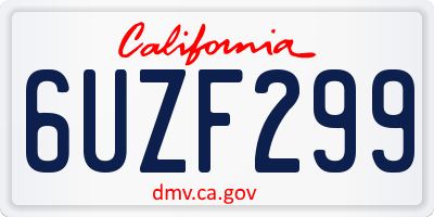 CA license plate 6UZF299