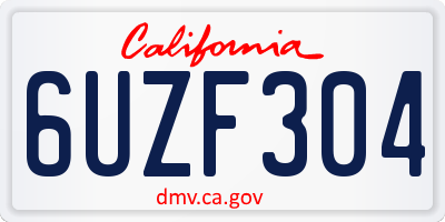 CA license plate 6UZF304
