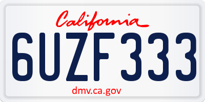 CA license plate 6UZF333