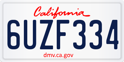 CA license plate 6UZF334