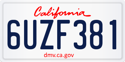 CA license plate 6UZF381