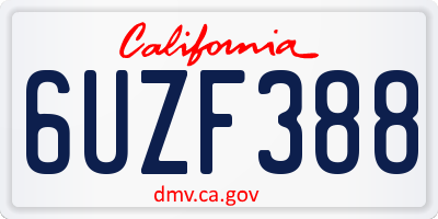 CA license plate 6UZF388