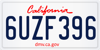 CA license plate 6UZF396