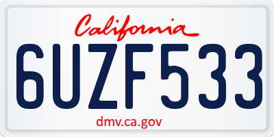 CA license plate 6UZF533
