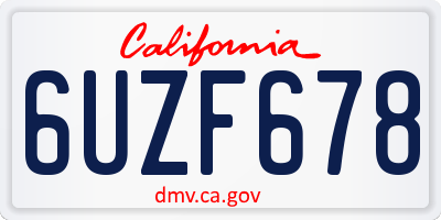 CA license plate 6UZF678