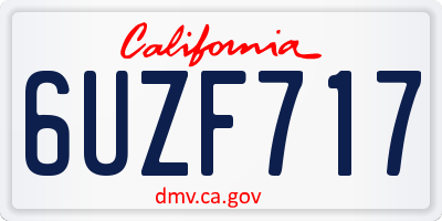 CA license plate 6UZF717
