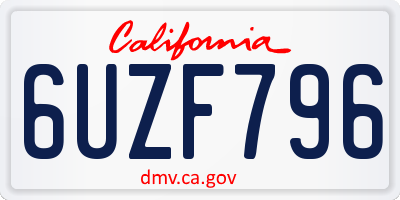 CA license plate 6UZF796