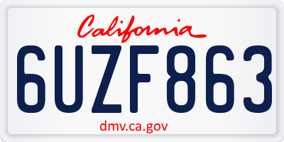 CA license plate 6UZF863