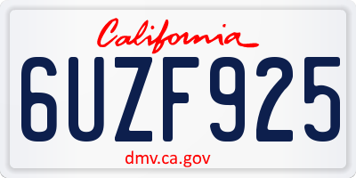 CA license plate 6UZF925
