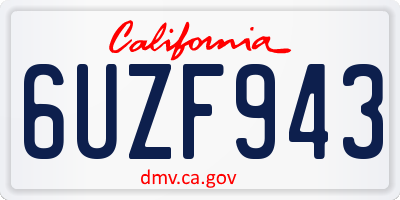 CA license plate 6UZF943