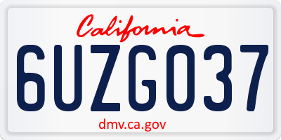 CA license plate 6UZG037