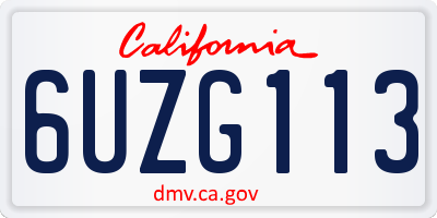 CA license plate 6UZG113