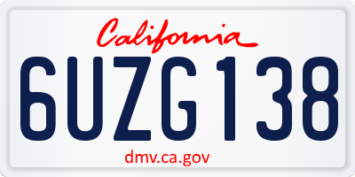 CA license plate 6UZG138